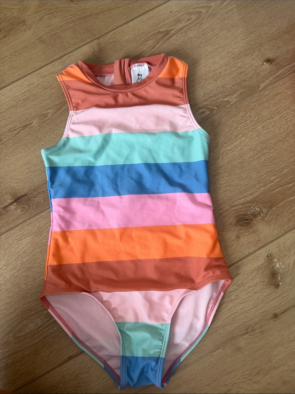 art class Kids Striped One-Piece Swimsuit - Coral, Pink, Mint, Blue, Orange